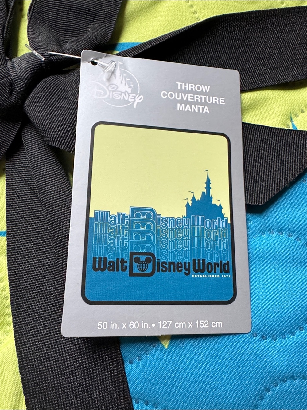 Disney Blue & Lime Castle Logo Throw Blanket